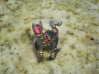 HAND CRAFTED  LIZTECH LIZ TECH PINK CAT PIN SIGNED AND DATED 2001