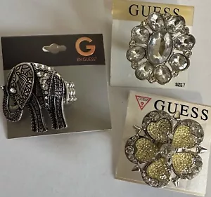 NUEVO CON ETIQUETAS ADIVINA Lote de 3 bandas elásticas y talla 7 de diamantes de imitación de metal tono plateado - Imagen 1 de 4