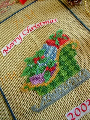 Christmas Theme Full Gifts Sleigh Preworked Needlepoint Canvas - Image 1 of 3