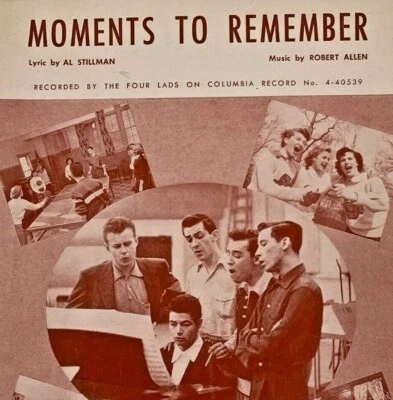 Sheet Music Moments To Remember by The Four Lads Columbia Records 4-40539  PA-11 - Image 1 of 4