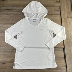 Columbia Sportswear PFG Jacket Large White Women Pullover Hooded Omni Shade #32 - Picture 1 of 12