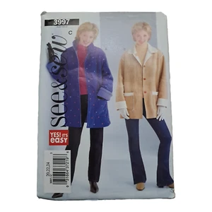 See & Sew 3997 Easy Pattern, Coat Jacket Plus Size 20,22,24 DIY Clothing - Picture 1 of 3