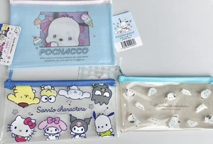 BrandNew♡ Sanrio♡Kawii♡Cute【 Set of 3 Clear Pouches】Cinamoroll android Pochacco - Picture 1 of 6