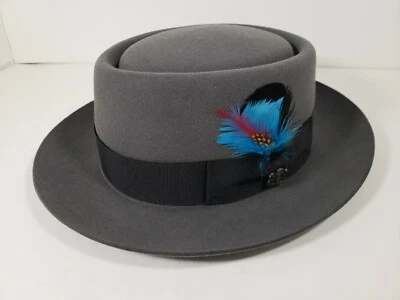 BILTMORE ORLEANS STEEL GRAY FUR FELT HAT PORK PIE MADE IN CANADA - Image 1 of 4