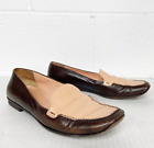 Prada Vintage Slip On Leather Loafers Pink Brown Two Tone Womens Size 38