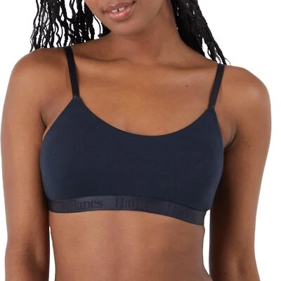 Hanes Women's Originals Ultra Supersoft String Bralette, Scoop Neck Black Small - Image 1 of 4
