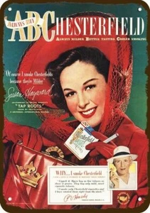 RÉPLICA DE METAL 1948 CIGARRILLOS CHESTERFIELD aspecto vintage letrero - Susan Hayward - Imagen 1 de 1