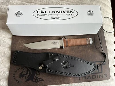 Fallkniven NL3 Njord con funda de cuero como corteza obstaculizador de río Foto 1 de 4