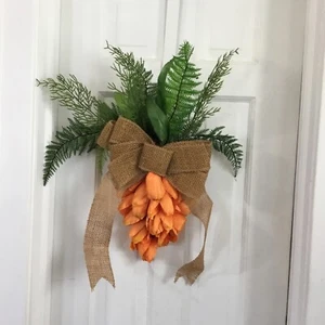 Front Door Teardrop Wreath Artificial Wreath Swag Easter Carrot #12 - Picture 1 of 4