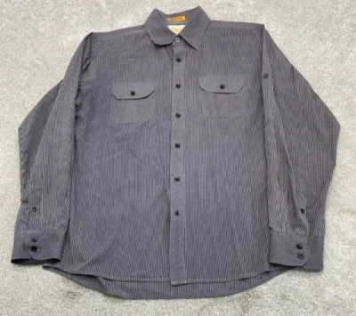 Sovereign Code Shirt Men's Large Long Sleeve Button Up Black Gray Striped 6000 - Image 1 of 4