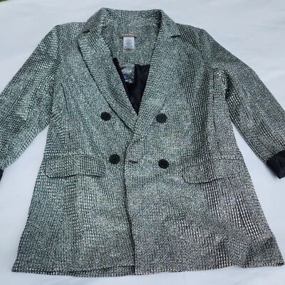 Женский блейзер Sans Souci серебристый и черный свободного покроя размер Small Sparkly Clubwear - Изображение 1 из 4