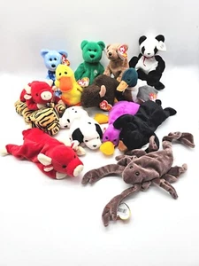 Beanie Babies Lot Of 14, Lobster, Bears, Ducks, Tiger, Buffalo - Picture 1 of 10