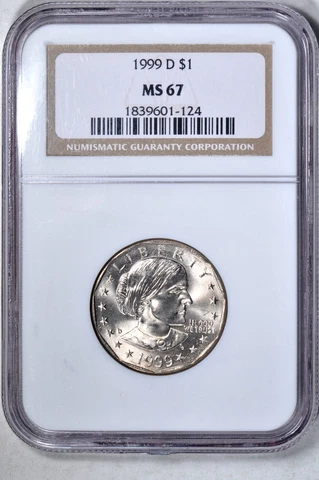 1999-D SBA$1 Susan B. Anthony Dollar NGC MS67 #1-124 Cover