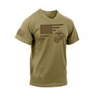 USA Flag Usmc Eagle Globe & Anchor T Shirt Us Marine Corps Shirt  Coyote Brown