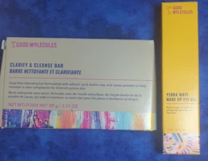Good Molecules 2pc: Clarify & Cleanse Bar, Yerba Mate Wake Up Eye Gel - Picture 1 of 4