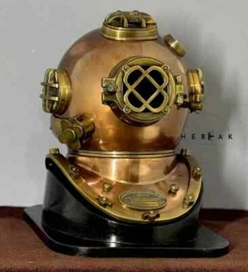 Copper & Brass Diving Helmet Mark V Model Full Size 18" US Navy Divers Helmet - Picture 1 of 10