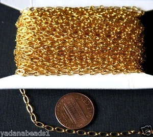 32ft spool of Gold Plated Long and Short chain 4X2mm - Picture 1 of 2
