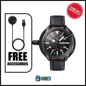 Samsung Galaxy Watch3 - 45mm SM-R840 Bluetooth Smartwatch Mystic Black + CHARGR  - Picture 1 of 2