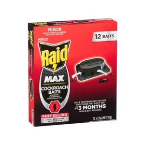 Raid Max Insect Cockroach Baits Traps - 12 Pack , Kills cockroaches for up to . - Picture 1 of 1