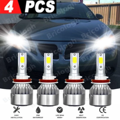 Para Pontiac G6 2005 2006 2007-2010 - 4PC 6000K LED lâmpada de farol feixe Hi/Lo - Imagem 1 de 4