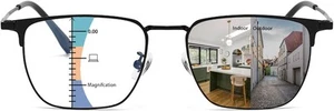 Photochromic Progressive Multifocus Reading Glasses for Men Anti Blue Clear - Picture 1 of 7