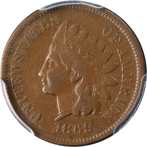 1869 Indian Cent PCGS F12 Great Eye Appeal Nice Strike - Picture 1 of 4