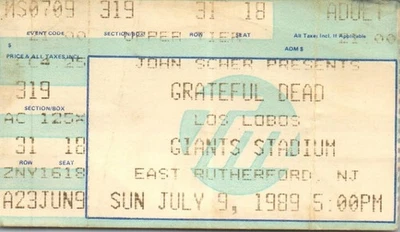 Grateful Dead Concert Ticket Stub July 9 1989 East Rutherford New Jersey - Image 1 of 4