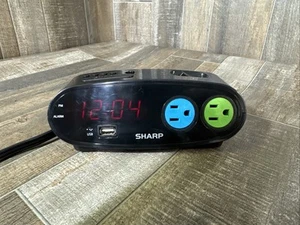 Sharp Digital Display Multi Plug LED Alarm Clock USB and Electric Outlets spc136 - Picture 1 of 8