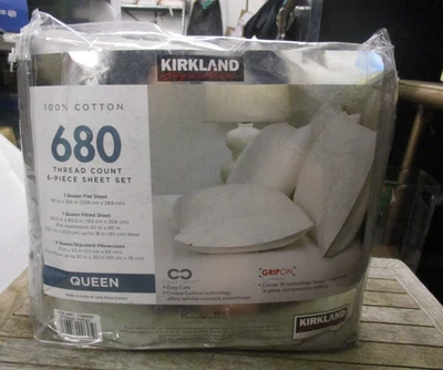 Juego de sábanas Kirkland Signature 680 hilos tamaño queen vintage índigo abierto Foto 1 de 4