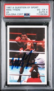 Mike Tyson 1987 A Question of Sport UK Autograph PSA 4 AUTO 8 No Longer Signs - Picture 1 of 2