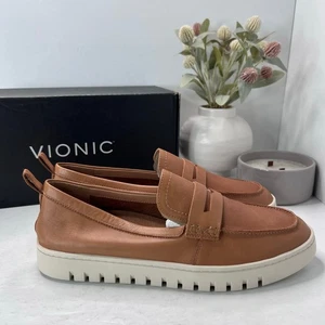 Vionic Uptown Leather Slip On Loafers Camel Comfort Shoes Women's 12 M Tried On - Picture 1 of 10