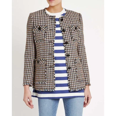 Chaqueta de tweed pata de gallo Rebecca Taylor Robins Egg Combo Talla 2  Foto 1 de 4