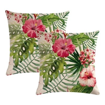 2pack Flower Throw Pillow Covers Tropical Leaves Home Decorative Cushion Cove... - Image 1 of 4