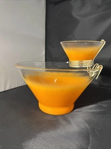 Vintage Orange Blendo Frosted Chip & Dip glass Bowl Set ** Halloween Party Decor - Picture 1 of 22