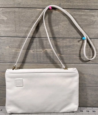 Vintage ANNE KLEIN Bag By CALDERON Soft White lutch with Strap - 20" Drop - Image 1 of 4