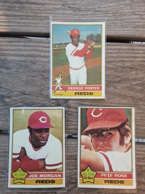 3 Topps de béisbol 1976 - Lote incluye a George Foster, Joe Morgan y Pete Rose Foto 1 de 4