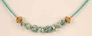 Vintage Turquoise Beaded Necklace with Barrel Closer 16.75 inches long - Picture 1 of 12