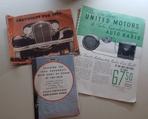 1934 CHEVROLET "MASTER SIX" + Fisher + United Mtr Car Dealer Sales Brochure Lot - Picture 1 of 11
