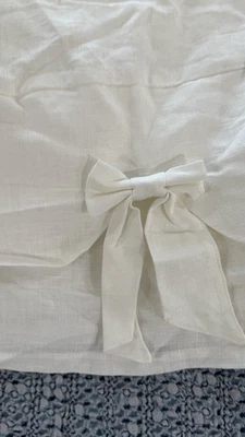 POTTERY BARN KIDS European Linen Bow Crib Skirt-WHITE -OPEN BOX Baby Crib - Image 1 of 4