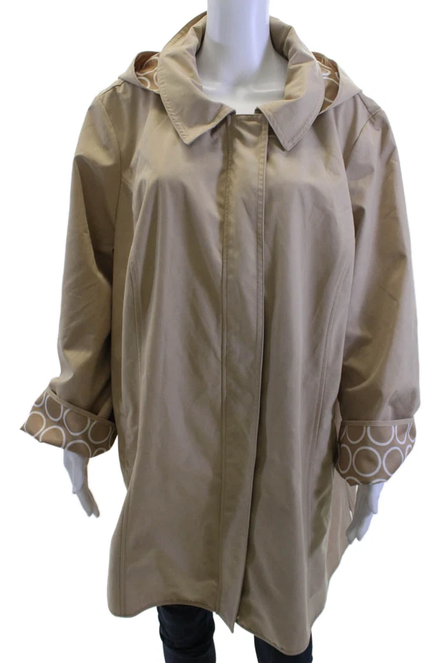 Impermeable Dennis Basso Mujer Beige Geométrico Talla 3X Foto 1 de 4