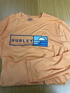 Hurley UV Tee XXL Orange Long Sleeve Sun Protection Moisture Wick Mens Shirt - Picture 1 of 8