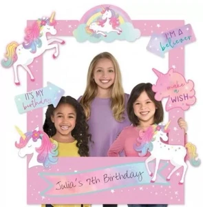 Enchanted Unicorn Customizable Photo Frame 35" x 30" Paper Unicorn Party - Picture 1 of 2