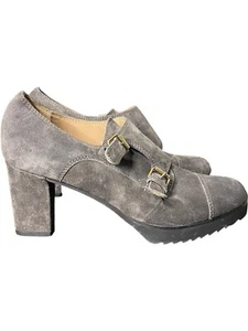 Anyi Lu Size 39 US 7.5-8 Booties Heels Brown Suede Mock Strap 3” Heel Shoes - Picture 1 of 9