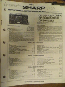 Sharp CD-304 RP-304 CP-304 serie Hi-Fi manual de servicio original - Imagen 1 de 1