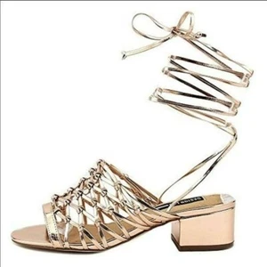 Design Lab Lord & Taylor mya rose gold wrap woven sandals size 6M - Picture 1 of 10