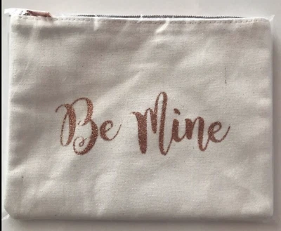  Белый холст косметический макияж сумка карандаш мешок розового золота блестящий XOXO BE MINE  - Изображение 1 из 4