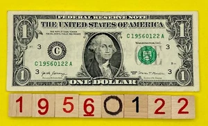 1956 January 22 Birthday Note 1s 2s 2017 DC Fancy Serial Number One Dollar Bill - Picture 1 of 7
