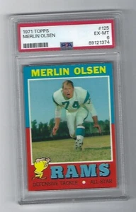 Merlin Olsen 1971 Topps Card # 125, PSA - EX/MT - 6, Los Angeles Rams - Picture 1 of 2