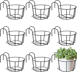10 Pcs round Hanging Flower Stand Balcony Planters Railing Hanging Metal Rack Fe - Picture 1 of 6