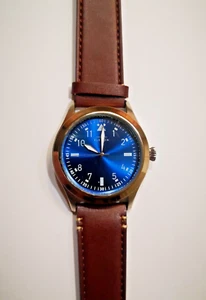 Elevon Hanson Herrenuhr blau Gesicht braun Lederarmband Levon Modell ELE117-1 - Bild 1 von 12